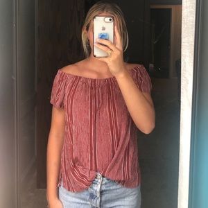 Off the shoulder maroon top